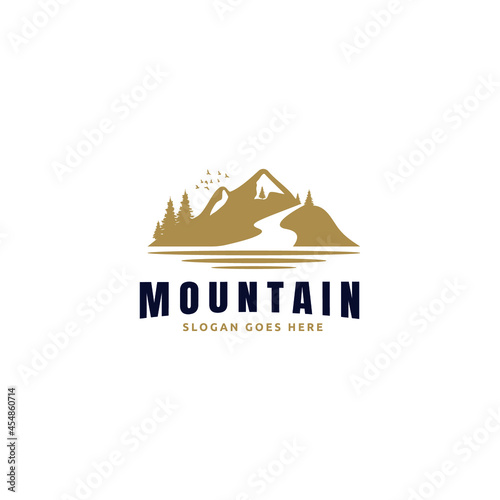 Minimalist Landscape Mountain logo design inspiration