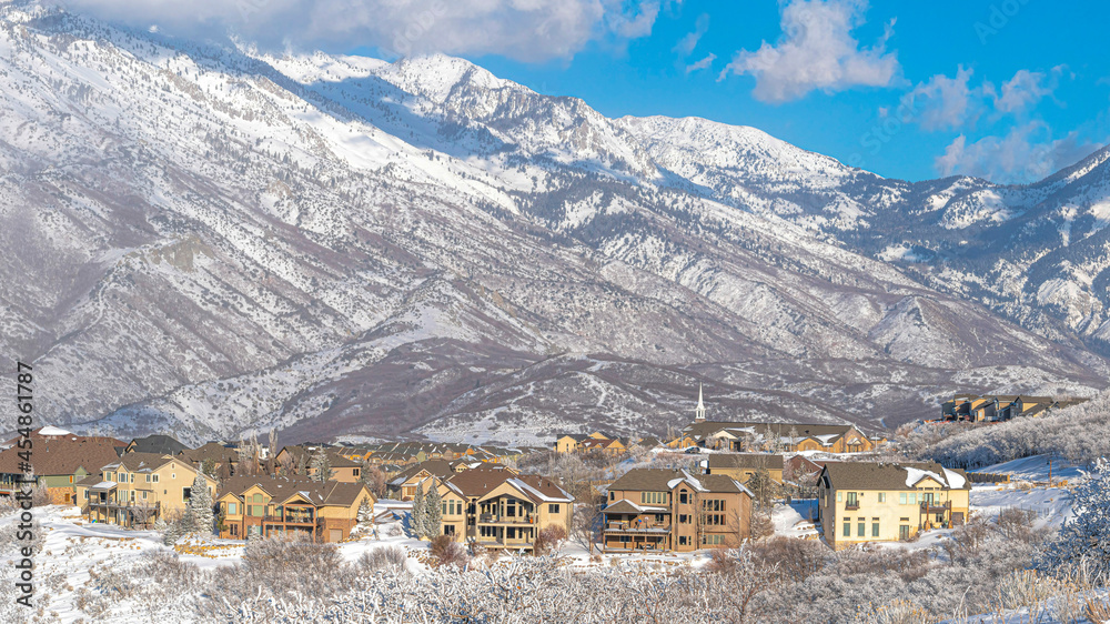 Pano Town located on the mountainside at Draper, Utah with Mount Timpanogos view