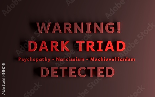 Psychological term - Dark Triad - written in bold red letters on red background photo