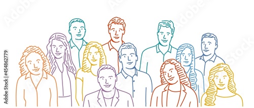Color sketch of people. Team of employees.
