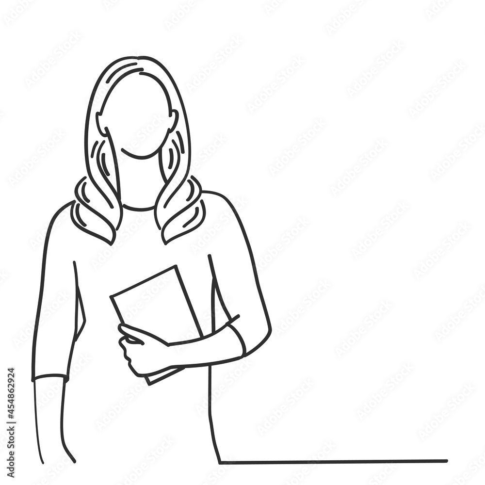 Confident young woman holding folder. Confident young woman holding folder.