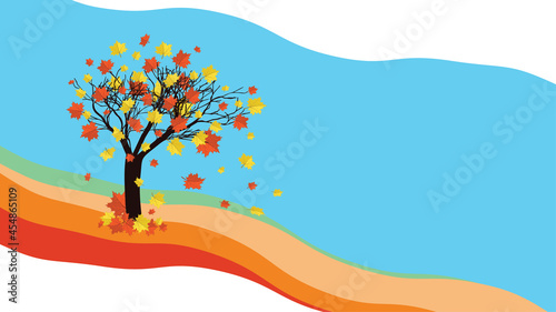 Autumn maple tree and blue sky © AnnaPa
