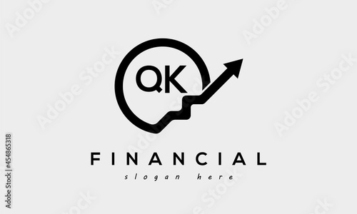 QK financial letter logo design vector with circle photo