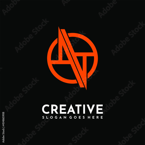 initial modern orange monogram letter AA AV Z creative logo concept in black background design template