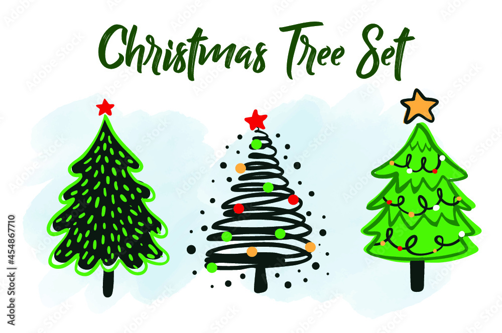 Vector set of Fla cartoon Christmas trees, pines for greeting card, invitation,banner, web. New Years and xmas traditional symbol tree with garlands, light bulb, star. Winter holiday. Vector set of Fla cartoon Christmas trees, pines for greeting card, invitation,banner, web. New Years and xmas traditional symbol tree with garlands, light bulb, star. Winter holiday.