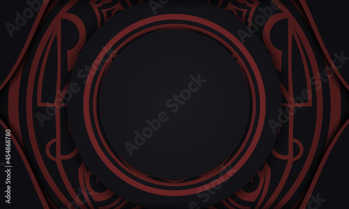 Design background with luxurious ornaments. Black vector background with Maori ornaments and place for your logo.