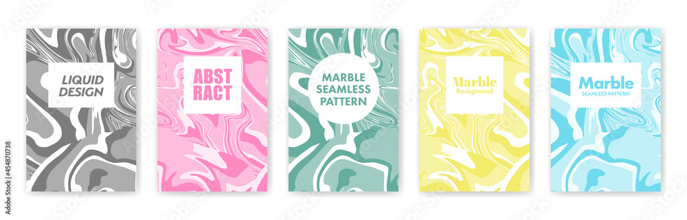 モノトーンのマーブル模様 シームレスパターン デザインテンプレート ベクターイラストセット Stock Vector Adobe Stock
