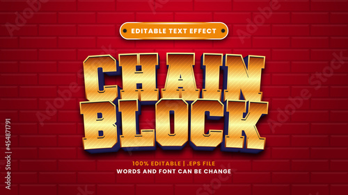 Chain block editable text effect in modern 3d style