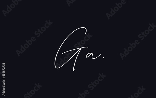 Stylish and elegant letter GA with dark blue background signature logo for company name or initial 