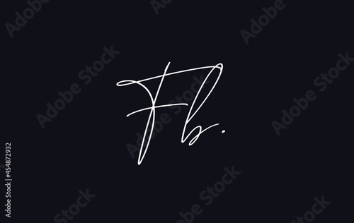 Stylish and elegant letter FB with dark blue background signature logo for company name or initial 