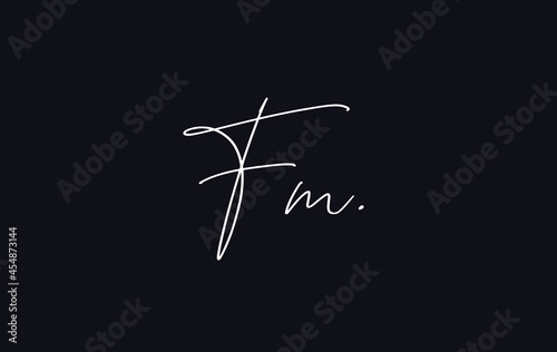 Stylish and elegant letter FM with dark blue background signature logo for company name or initial 