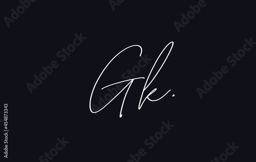 Stylish and elegant letter GK with dark blue background signature logo for company name or initial 