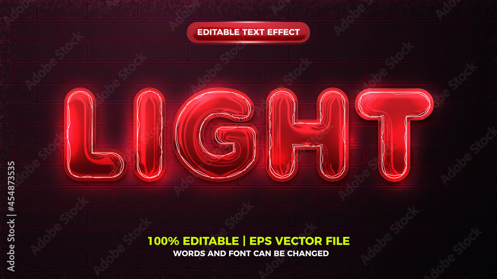 future red light neon glow 3d bold editable text effect