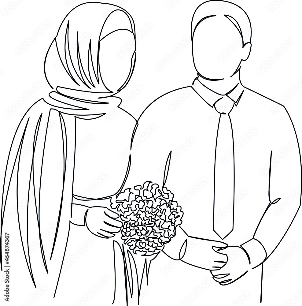 Muslim Couple Wedding Card Stock Illustration - Download Image Now - Rose -  Flower, White Color, Adult - iStock
