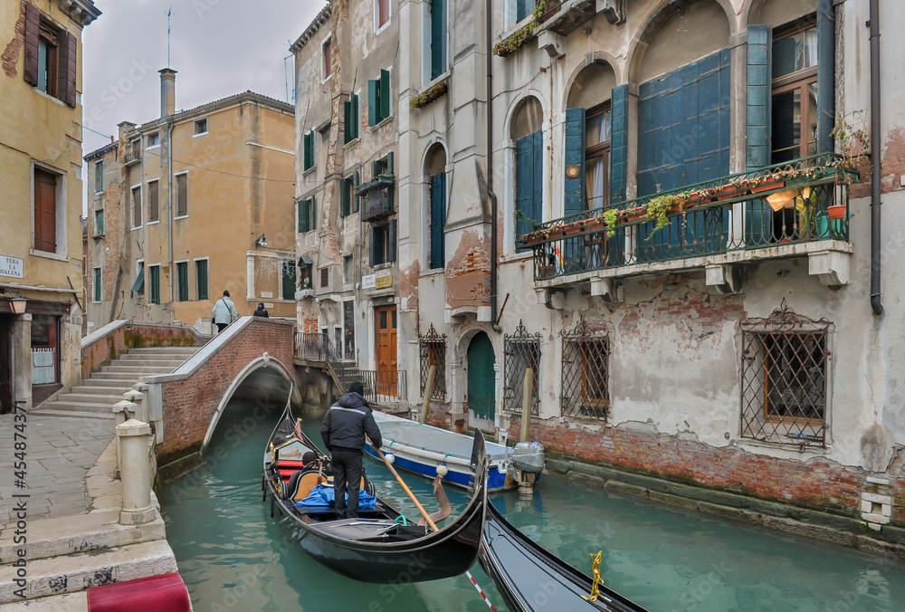Old buildings facades in Venice, Italy.