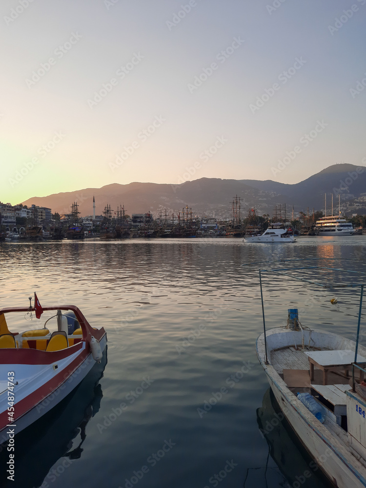 boats in the harbor  sunset TURKEY MEDITERRANEAN SEA