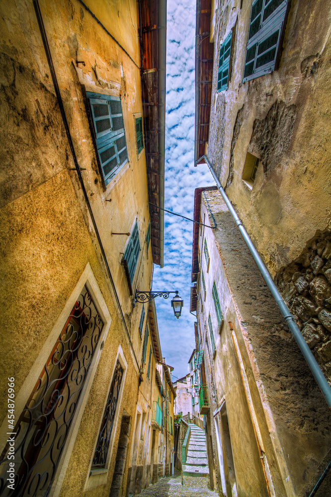 Narrow Walking Path in the Village of Saorge, Alpes-Maritimes, Provence, France