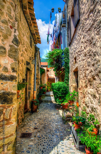 Fototapeta Naklejka Na Ścianę i Meble -  Narrow Street in Coaraze, Provence, France