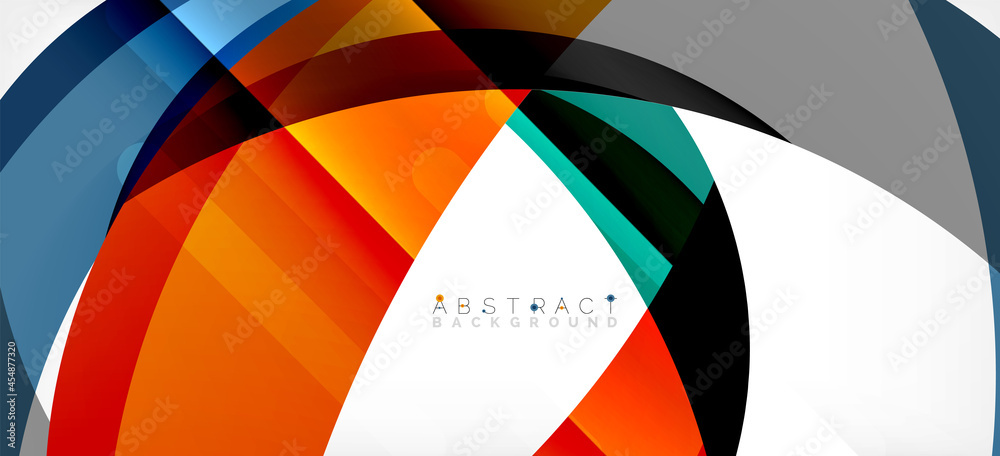 Geometric abstract background. Circle created with overlapping color shapes. Vector Illustration For Wallpaper, Banner, Background, Landing Page Geometric abstract background. Circle created with overlapping color shapes. Vector Illustration For Wallpaper, Banner, Background, Landing Page