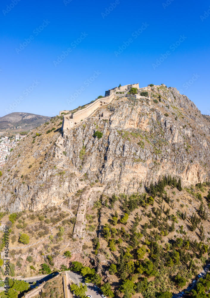 Palamidi castle on the hill above Nafplio city in Greece. Palamidi castle on the hill above Nafplio city in Greece.