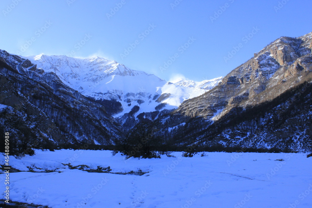 snow covered mountains