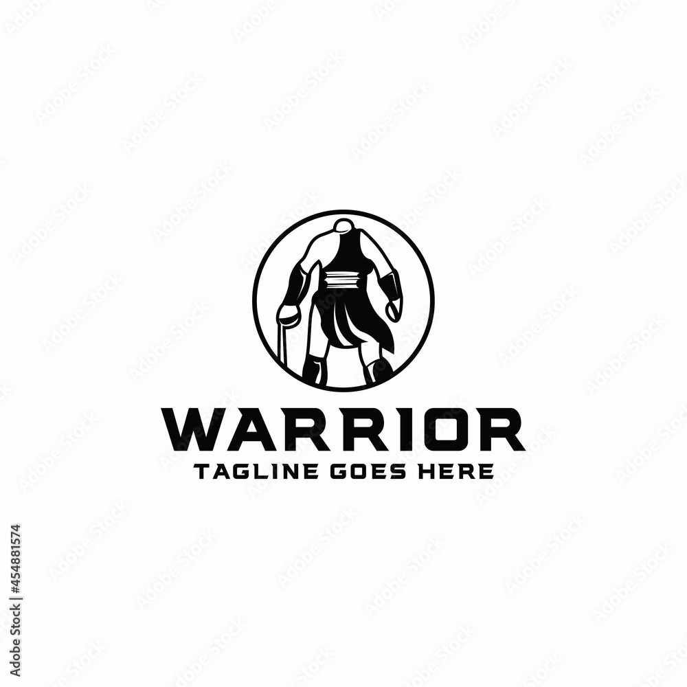 warrior silhouette Logo emblem Icon. spartan Vector Modern Symbol. man mascot for Company and business