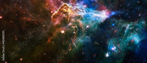 Fototapeta Naklejka Na Ścianę i Meble -  galaxy background with nebula, stardust and bright shining stars. Elements of this image furnished by NASA.