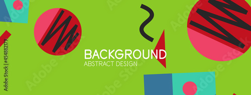 Abstract background. Blocks, lines, triangles, circles composition. Techno or business concept for wallpaper, banner, background, landing page