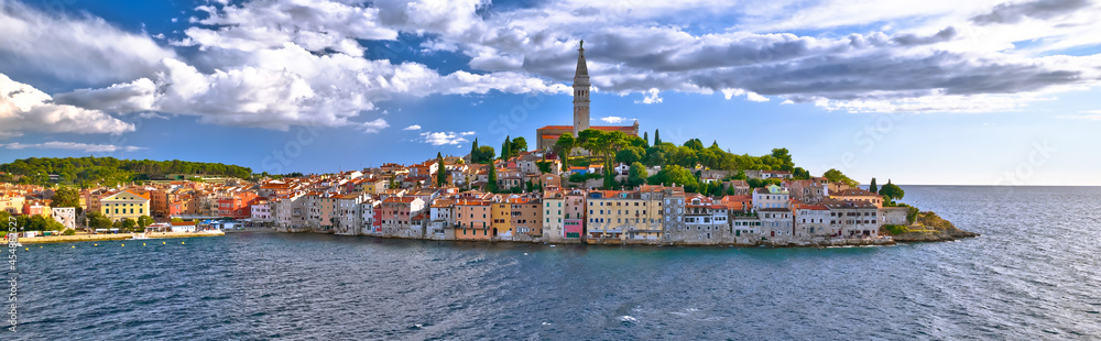 Town of Rovinj historic peninsula view, famous tourist destination in Istria