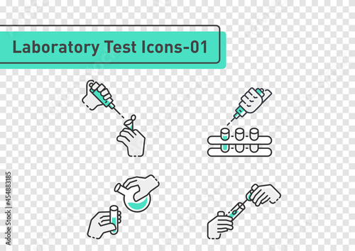 Laboratory tests filled line icon set isolated on transparency background ep01