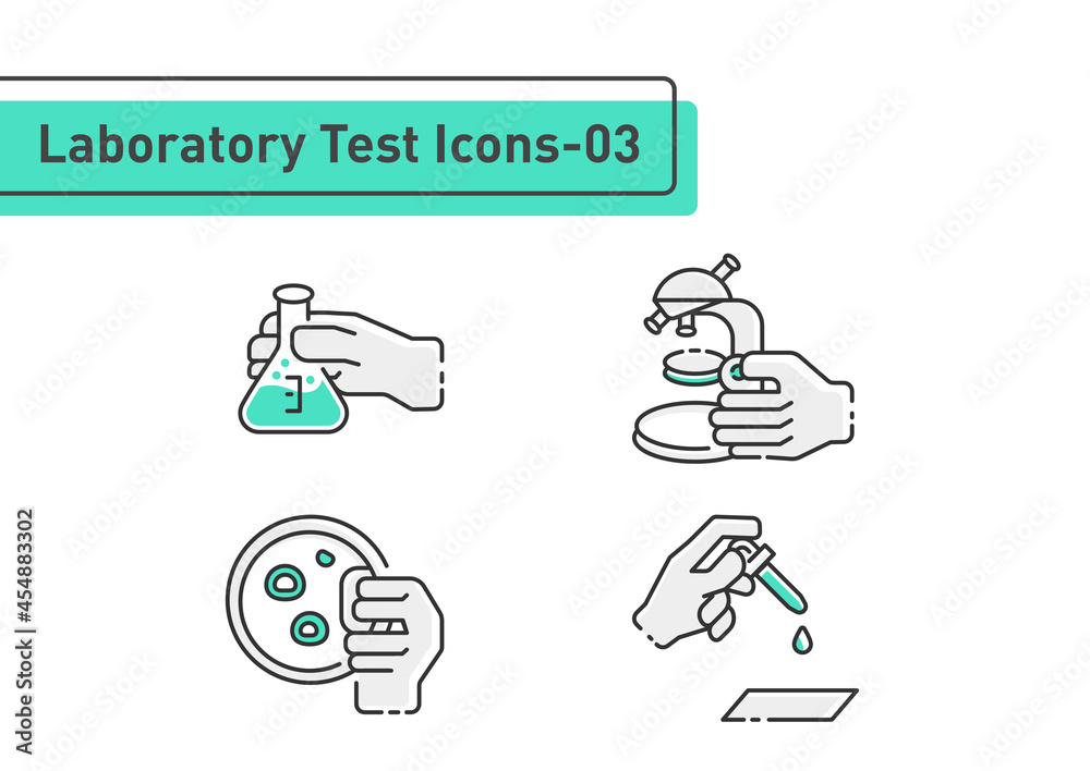 Laboratory tests filled line icon set isolated on white background ep03
