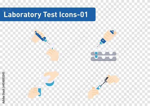 Laboratory tests flat icon set isolated on transparency background ep01