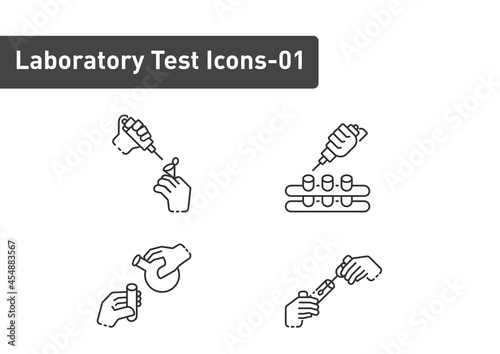 Laboratory Tests outline icon set isolated on white background ep01
