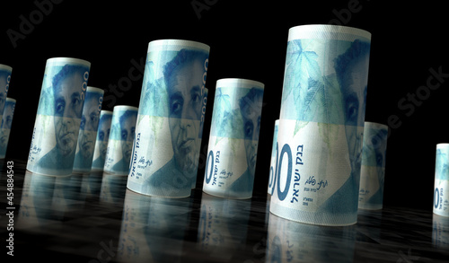 Israeli shekel money banknotes pack illustration photo