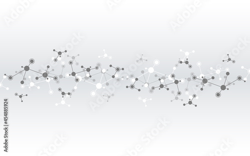 Illustration of molecular structure and genetic engineering, molecules DNA, neural network, scientific research. Abstract background for innovation technology, science, healthcare, and medicine