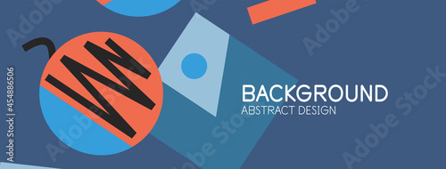 Abstract background. Blocks, lines, triangles, circles composition. Techno or business concept for wallpaper, banner, background, landing page