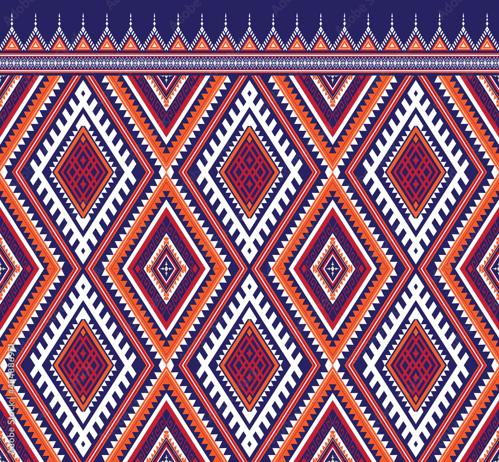Ethnic fabric texture pattern Abstract Geometric Vector Aztec oriental illustration retro embroidery repeating 