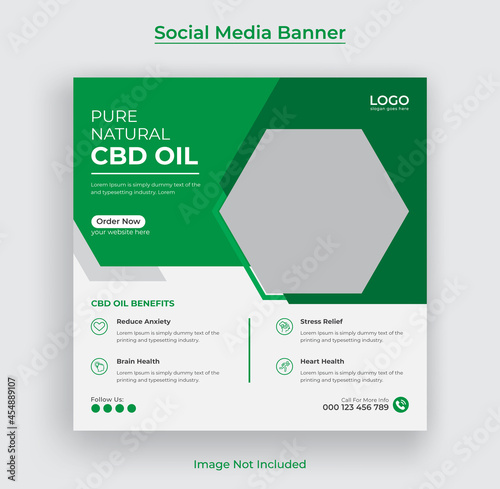 Hemp products or Cbd oil promotional Social media banner and cannabis web banner template