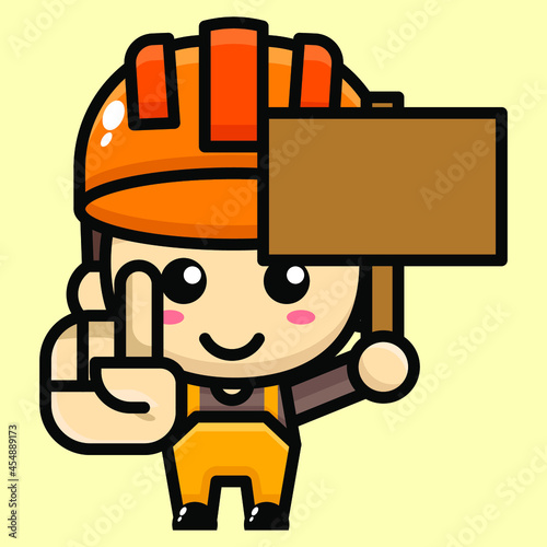 cute repairman cartoon illustration vector graphic