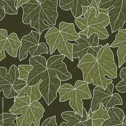 seamless pattern with ivy leaves