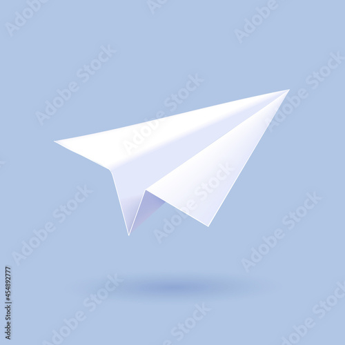 Wallpaper Mural Paper plane 3d icon illustration, white paper folded into shape on light blue backdrop Torontodigital.ca