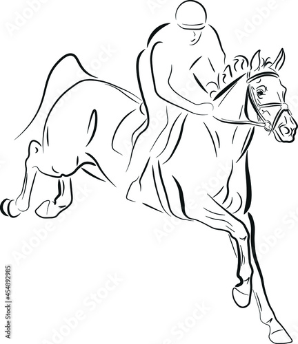 horse vector illustration black ink outline silhouette
