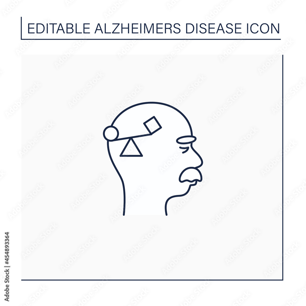 Spatial awareness problems line icon. Problem with balance.Coordination.Alzheimer disease. Neurologic disorder concept.Isolated vector illustration.Editable stroke Spatial awareness problems line icon. Problem with balance.Coordination.Alzheimer disease. Neurologic disorder concept.Isolated vector illustration.Editable stroke