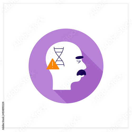 Genetic cause flat icon. APOE e4 gene. Genetic predisposition to disease.Alzheimer disease. Neurologic disorder concept. Vector illustration