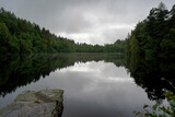 Moody grey view over a loch in Scotland