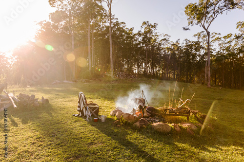 Camp fire cooking in Australian bush setting