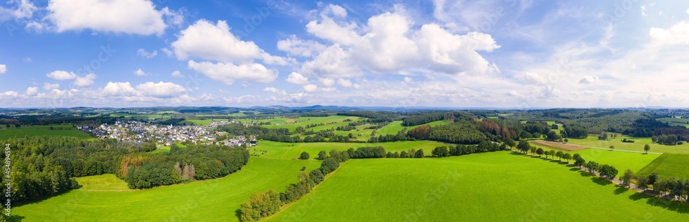 a beautiful farming landscape in the sauerland in germany panorama