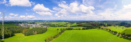 a beautiful farming landscape in the sauerland in germany panorama