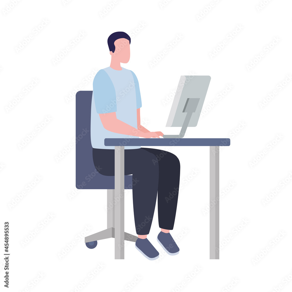 Man with computer working Man with computer working