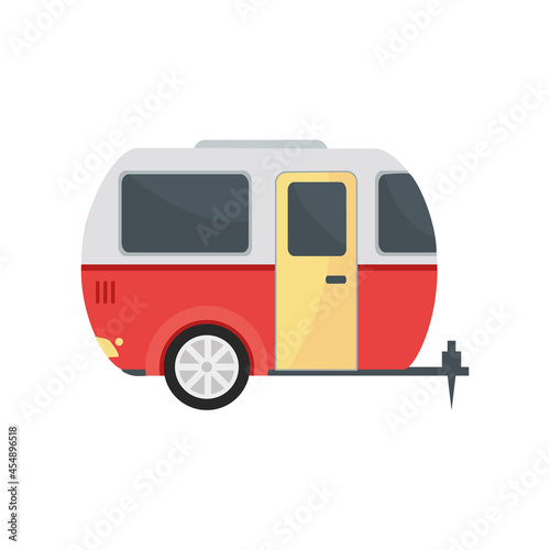 red camping trailer